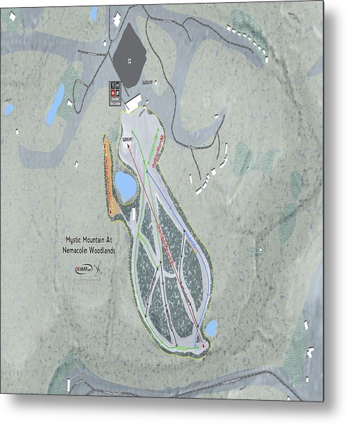 Mystic Mountain Nemacolin Ski Trail Map - Metal Print - Powderaddicts