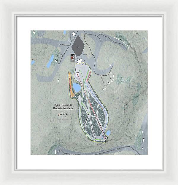 Mystic Mountain Nemacolin Ski Trail Map - Framed Print - Powderaddicts