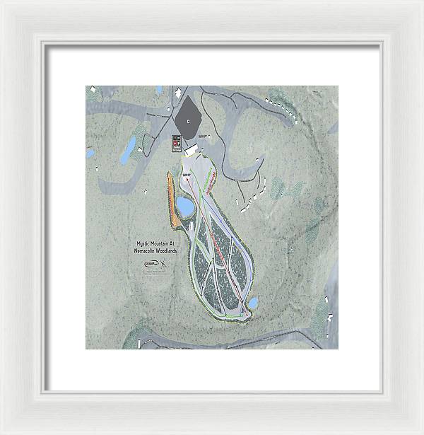Mystic Mountain Nemacolin Ski Trail Map - Framed Print - Powderaddicts