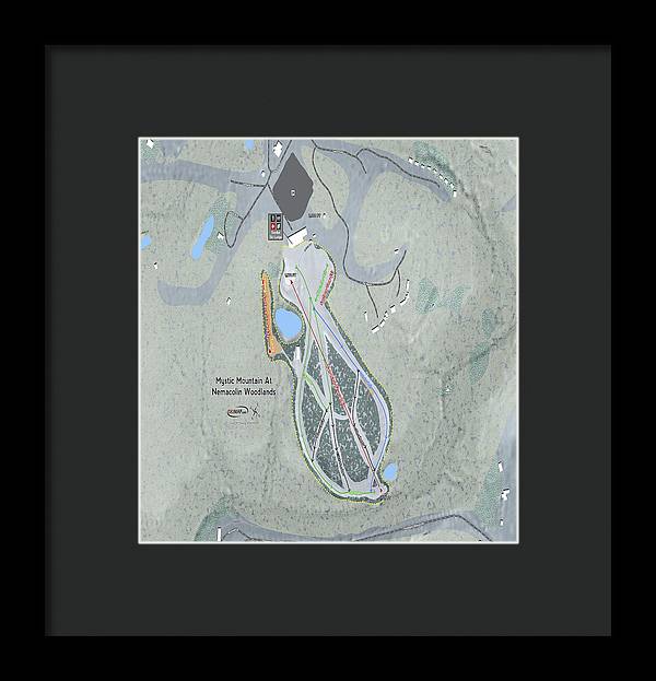 Mystic Mountain Nemacolin Ski Trail Map - Framed Print - Powderaddicts