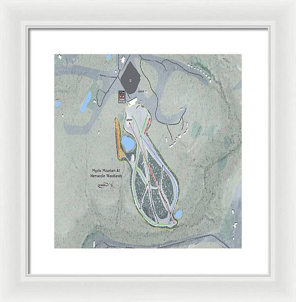 Mystic Mountain Nemacolin Ski Trail Map - Framed Print - Powderaddicts