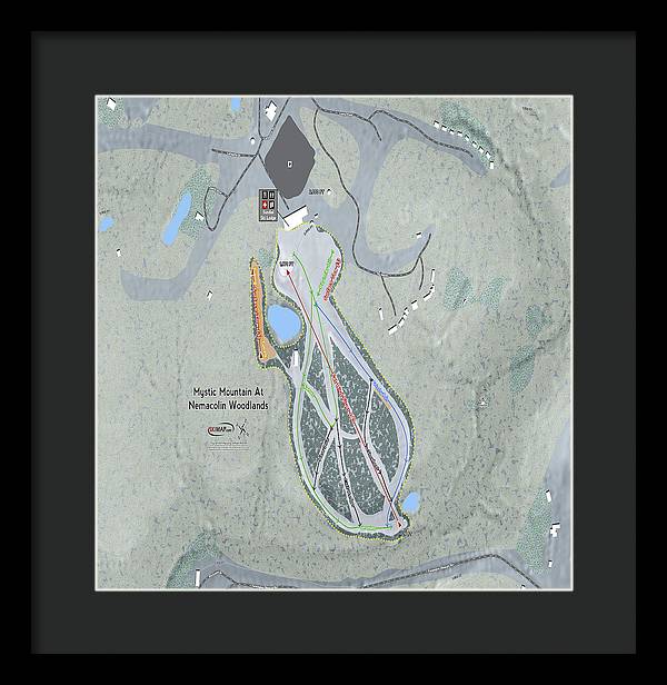 Mystic Mountain Nemacolin Ski Trail Map - Framed Print - Powderaddicts
