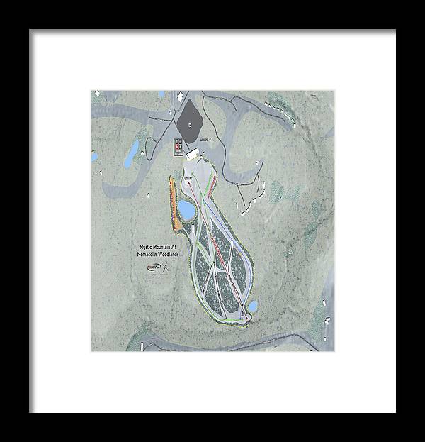 Mystic Mountain Nemacolin Ski Trail Map - Framed Print - Powderaddicts
