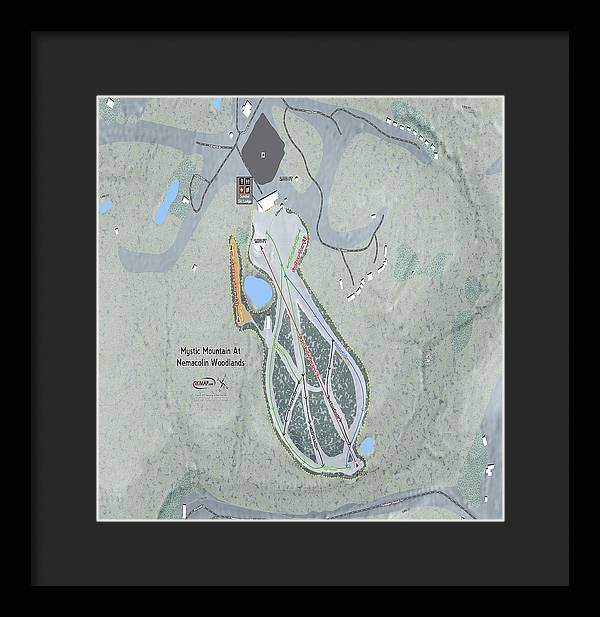 Mystic Mountain Nemacolin Ski Trail Map - Framed Print - Powderaddicts