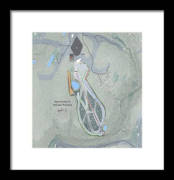 Mystic Mountain Nemacolin Ski Trail Map - Framed Print - Powderaddicts
