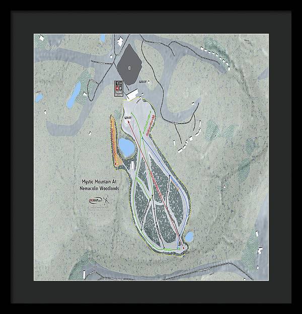Mystic Mountain Nemacolin Ski Trail Map - Framed Print - Powderaddicts