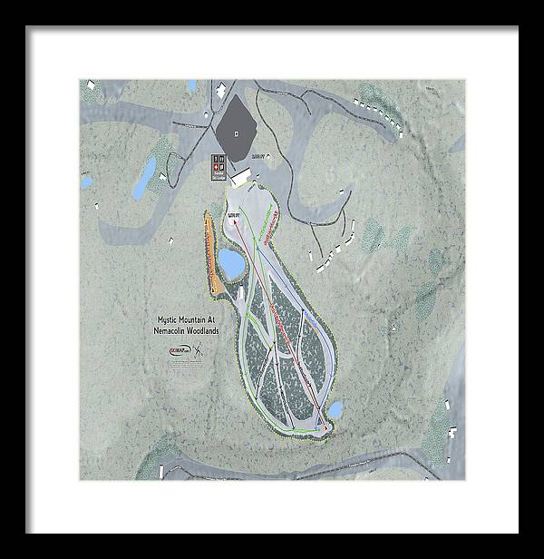 Mystic Mountain Nemacolin Ski Trail Map - Framed Print - Powderaddicts