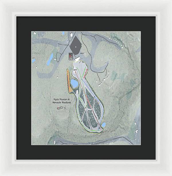 Mystic Mountain Nemacolin Ski Trail Map - Framed Print - Powderaddicts