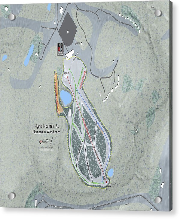 Mystic Mountain Nemacolin Ski Trail Map - Acrylic Print - Powderaddicts