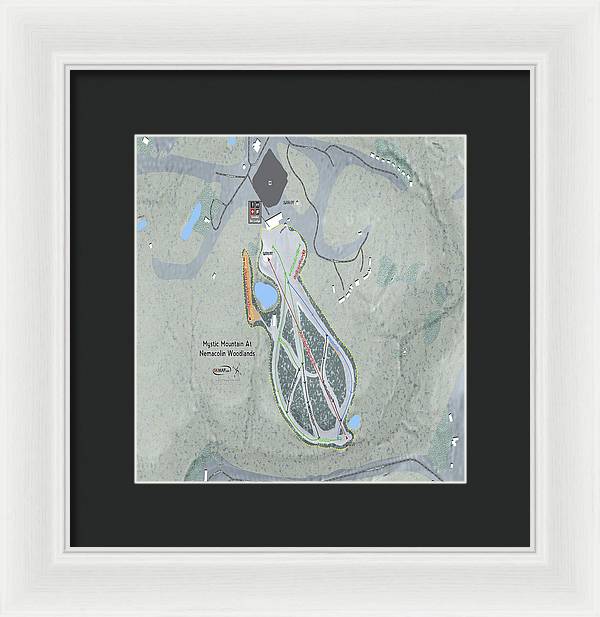 Mystic Mountain Nemacolin Ski Trail Map - Framed Print - Powderaddicts