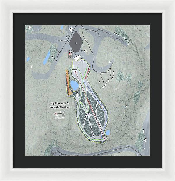 Mystic Mountain Nemacolin Ski Trail Map - Framed Print - Powderaddicts
