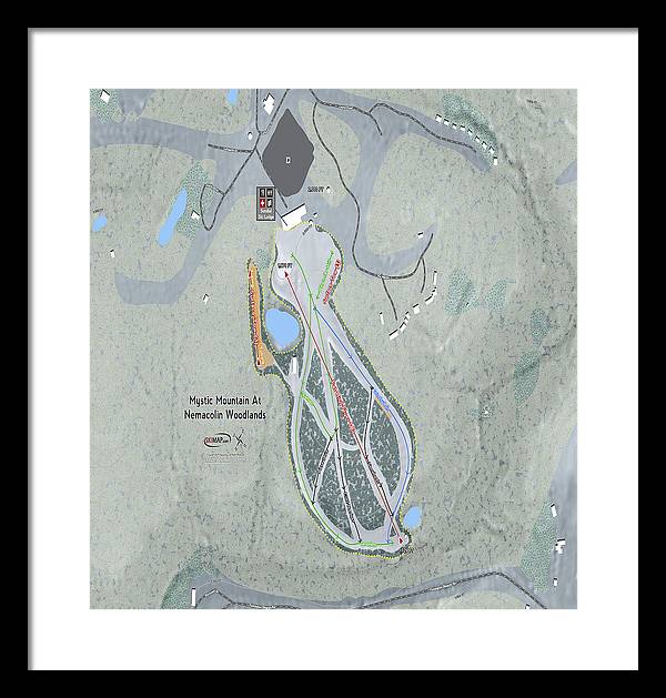 Mystic Mountain Nemacolin Ski Trail Map - Framed Print - Powderaddicts