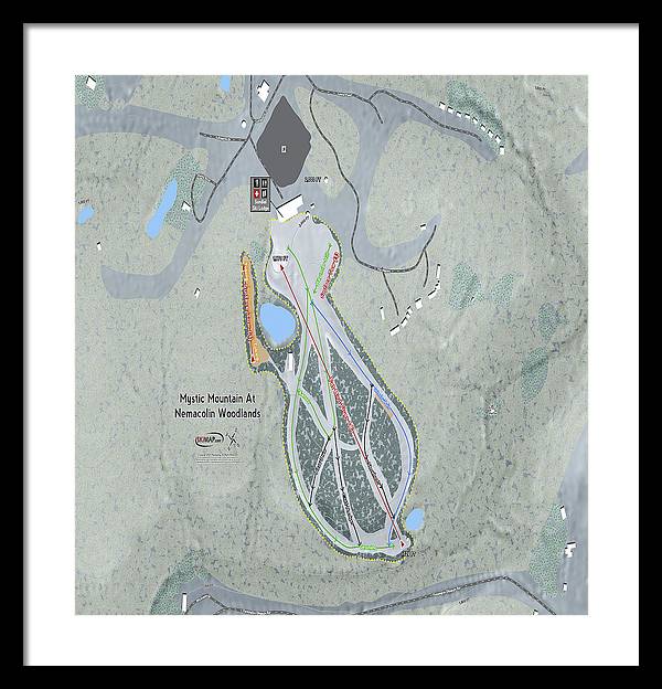 Mystic Mountain Nemacolin Ski Trail Map - Framed Print - Powderaddicts