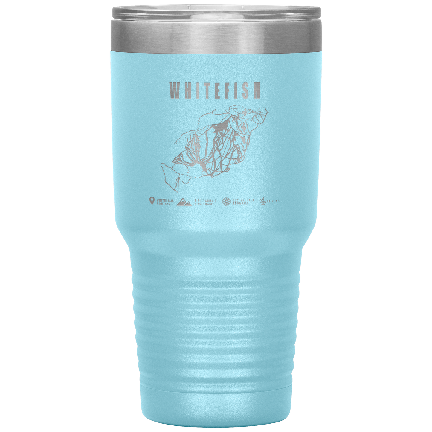Whitefish Montana Ski Trail Map 30oz Tumbler - Powderaddicts