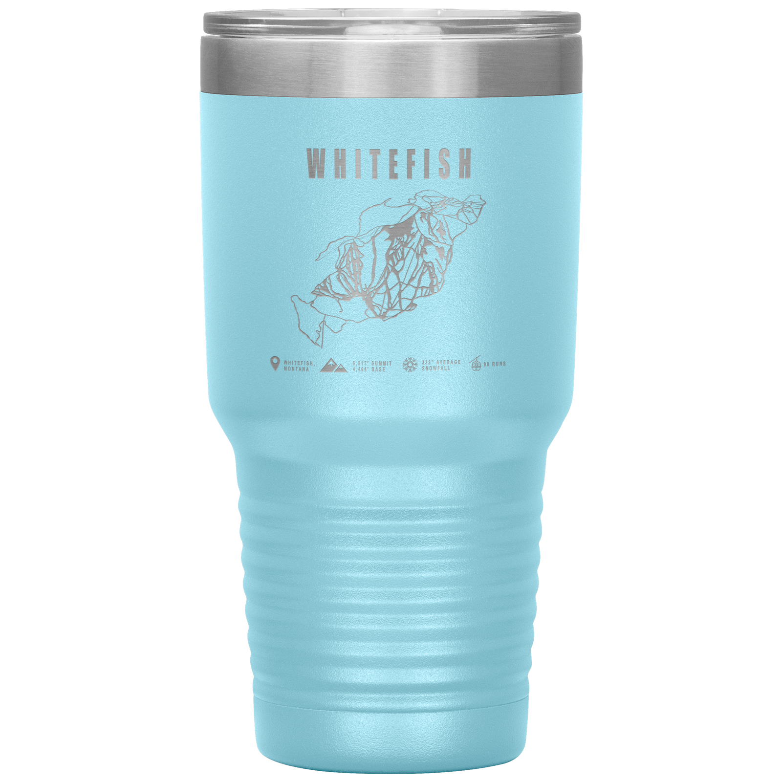 Whitefish Montana Ski Trail Map 30oz Tumbler - Powderaddicts