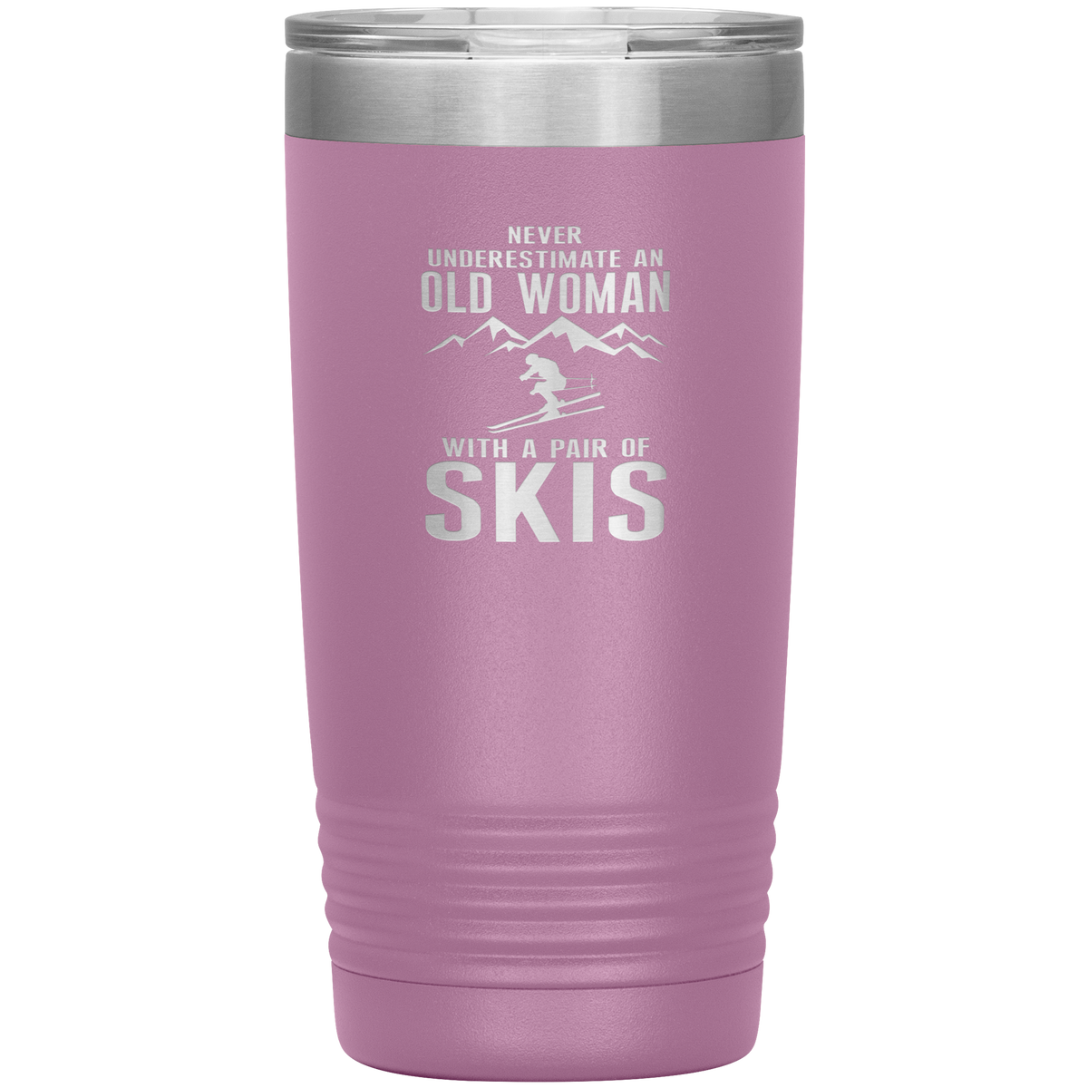 Never Underestimate An Old Woman With A Pair Of Skis 20oz Tumbler - Powderaddicts