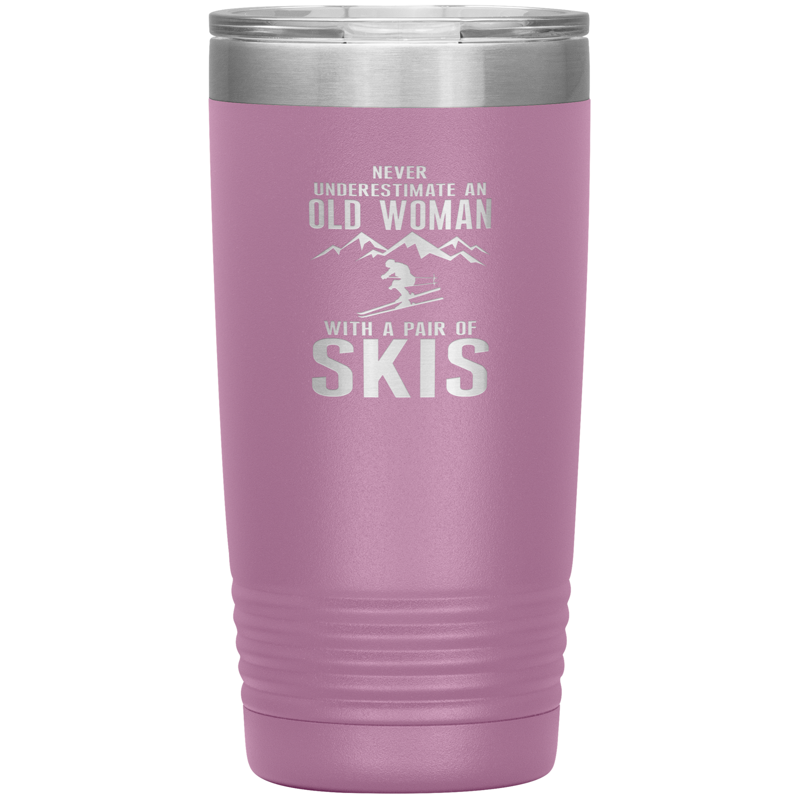 Never Underestimate An Old Woman With A Pair Of Skis 20oz Tumbler - Powderaddicts