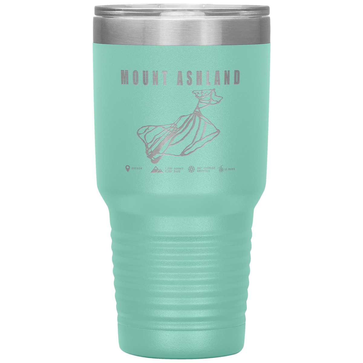 Mount Ashland, Oregon Ski Trail Map 30oz Tumbler - Powderaddicts
