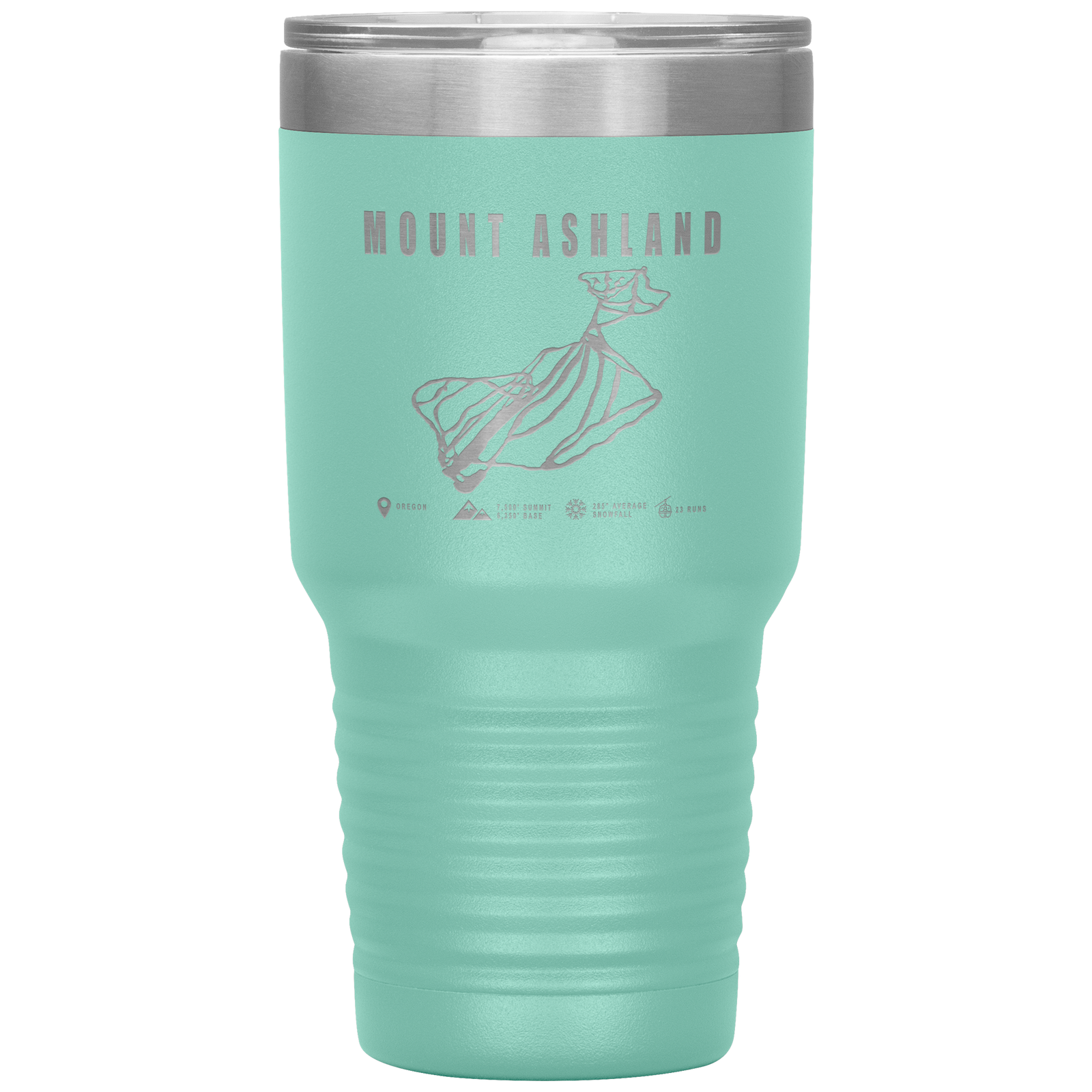 Mount Ashland, Oregon Ski Trail Map 30oz Tumbler - Powderaddicts