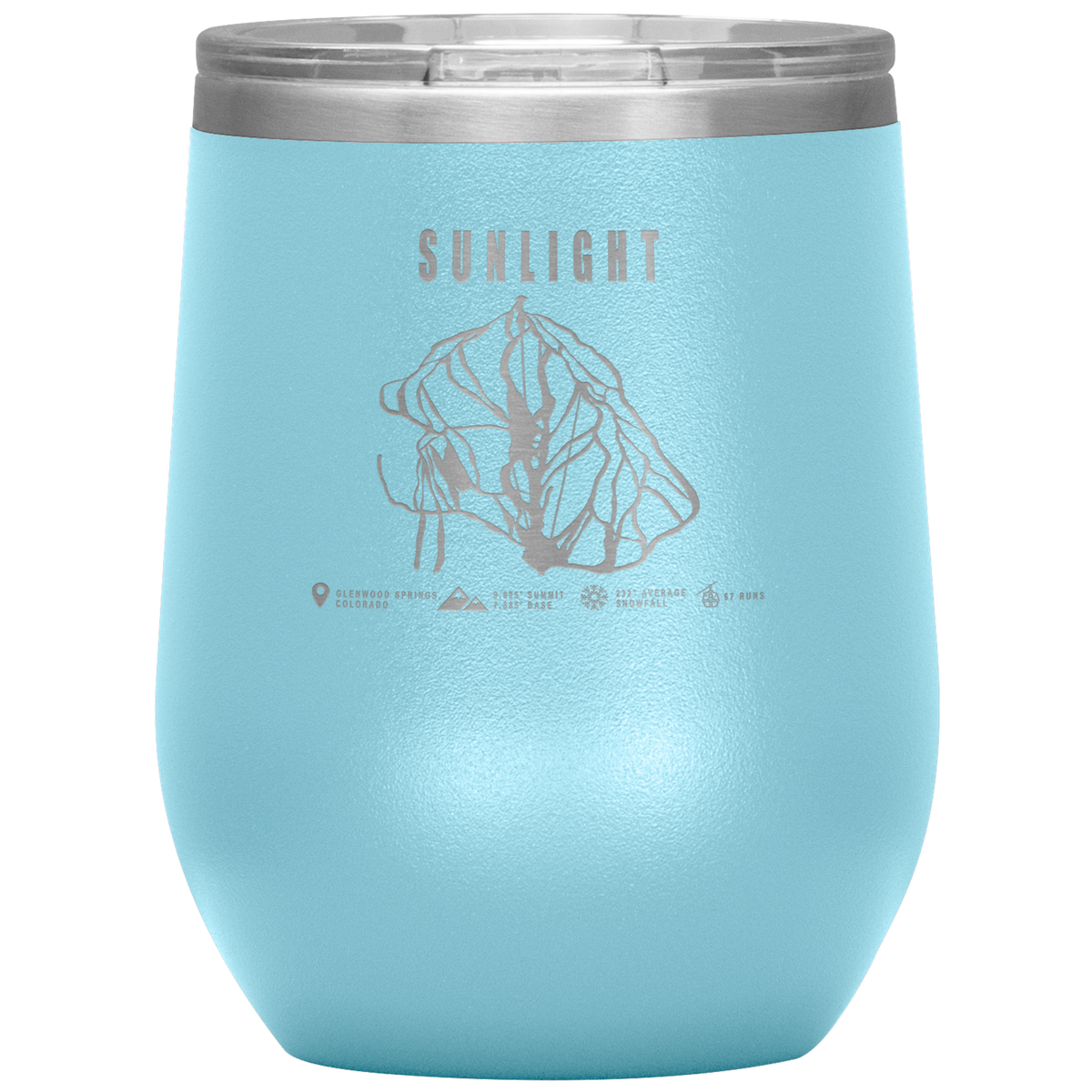 Sunlight Colorado Ski Trail Map Wine 12oz Tumbler - Powderaddicts