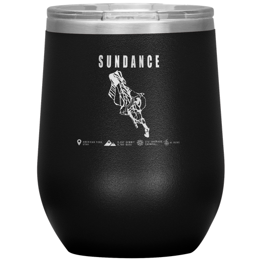 Sundance,Utah Ski Trail Map Wine 12oz Tumbler - Powderaddicts
