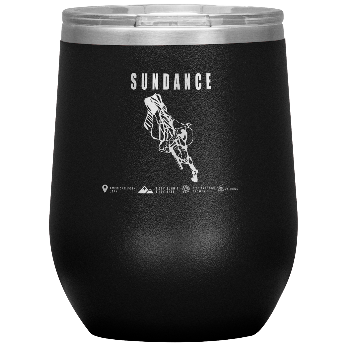 Sundance,Utah Ski Trail Map Wine 12oz Tumbler - Powderaddicts