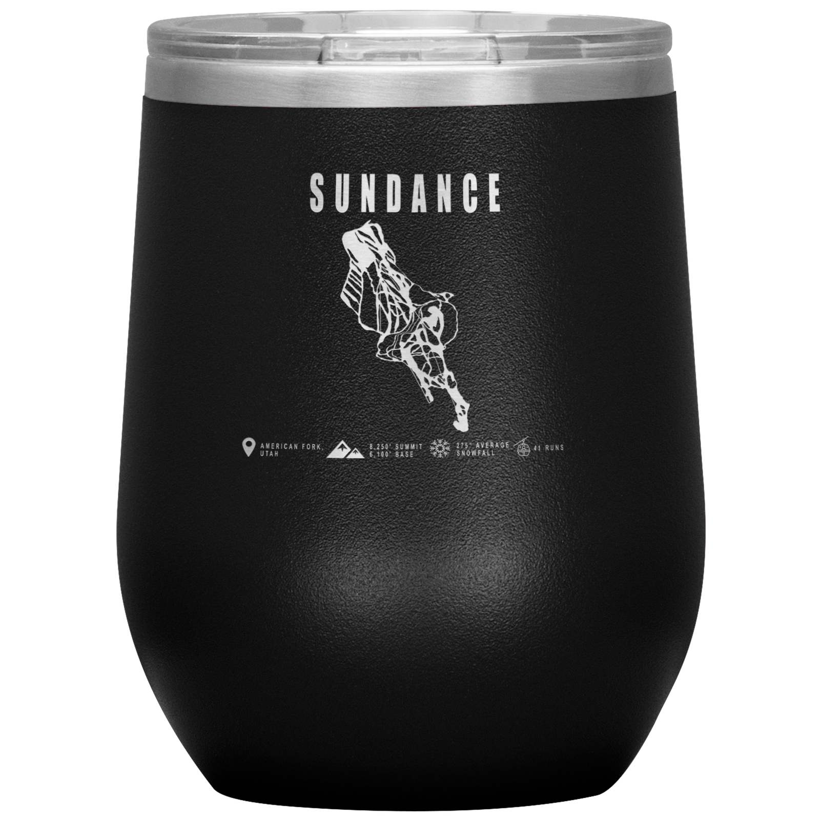 Sundance,Utah Ski Trail Map Wine 12oz Tumbler - Powderaddicts