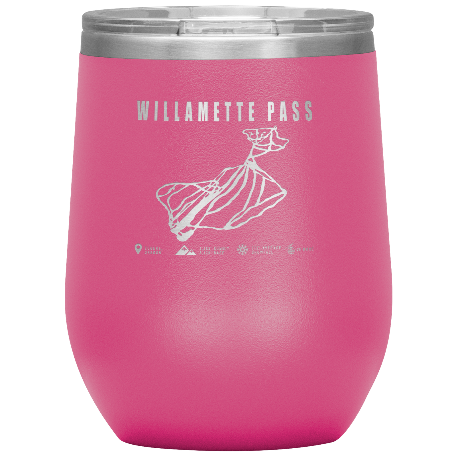 Willamette Pass, Oregon Ski Trail Map Wine 12oz Tumbler - Powderaddicts