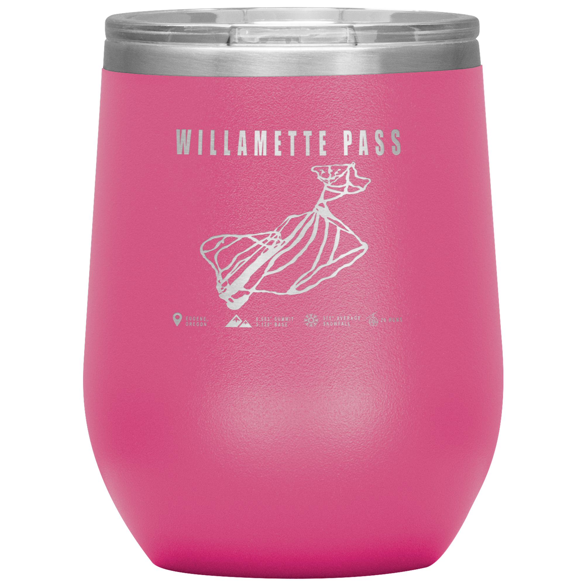 Willamette Pass, Oregon Ski Trail Map Wine 12oz Tumbler - Powderaddicts