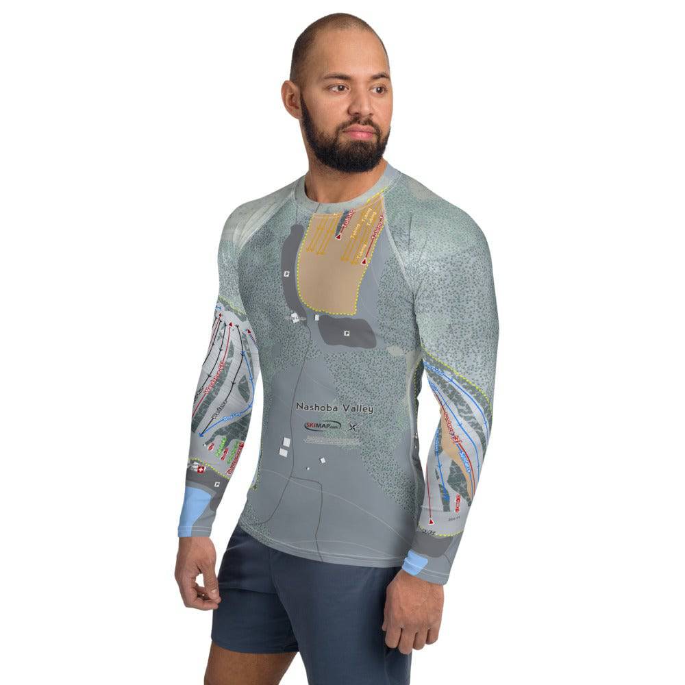 Nashoba Valley, Massachusetts Ski Trail Map Men's Base Layer Top - Powderaddicts