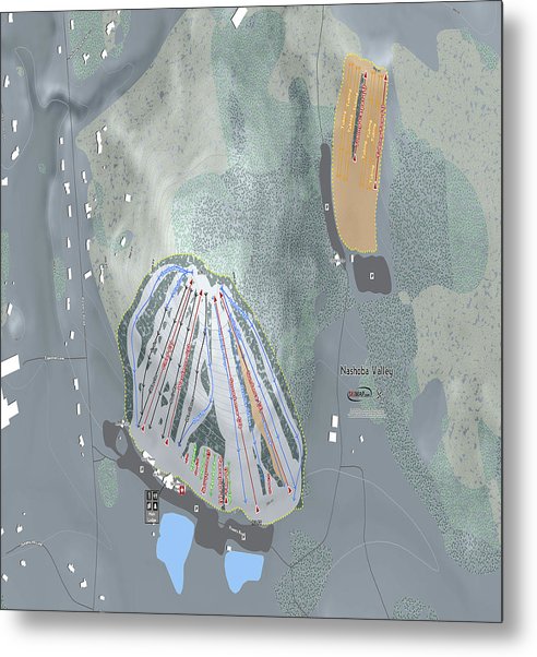 Nashoba Valley Ski Trail Map - Metal Print - Powderaddicts