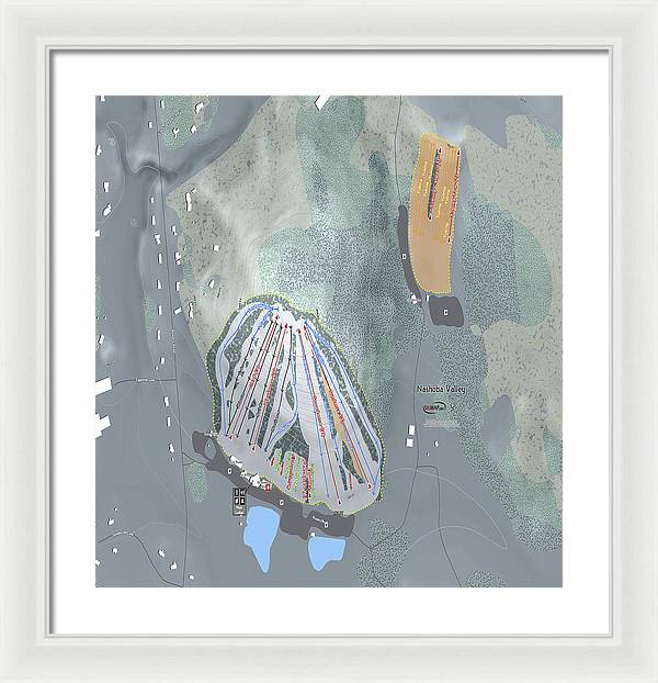 Nashoba Valley Ski Trail Map - Framed Print - Powderaddicts