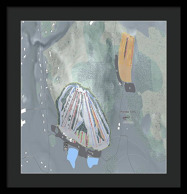 Nashoba Valley Ski Trail Map - Framed Print - Powderaddicts