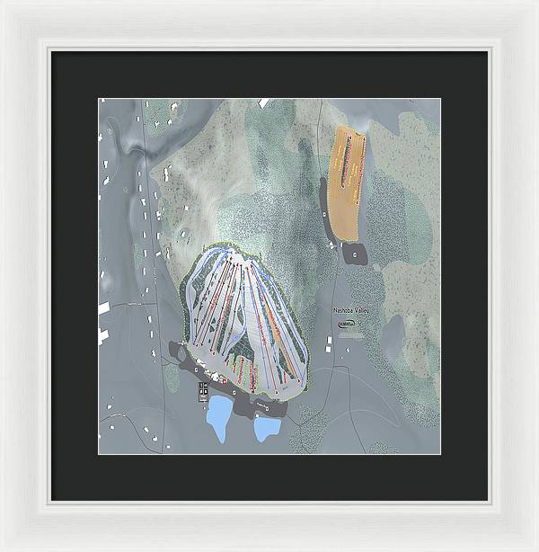 Nashoba Valley Ski Trail Map - Framed Print - Powderaddicts