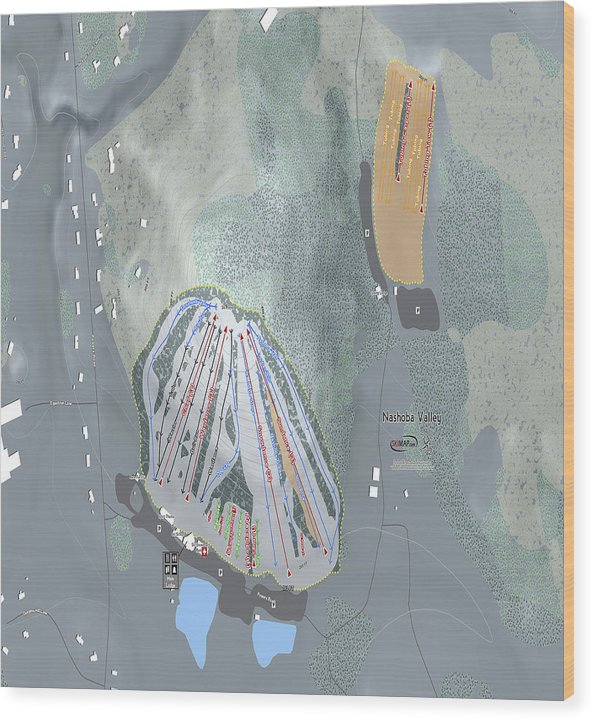Nashoba Valley Ski Trail Map - Wood Print - Powderaddicts