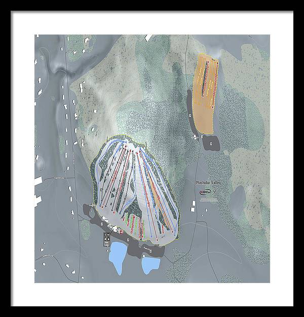 Nashoba Valley Ski Trail Map - Framed Print - Powderaddicts