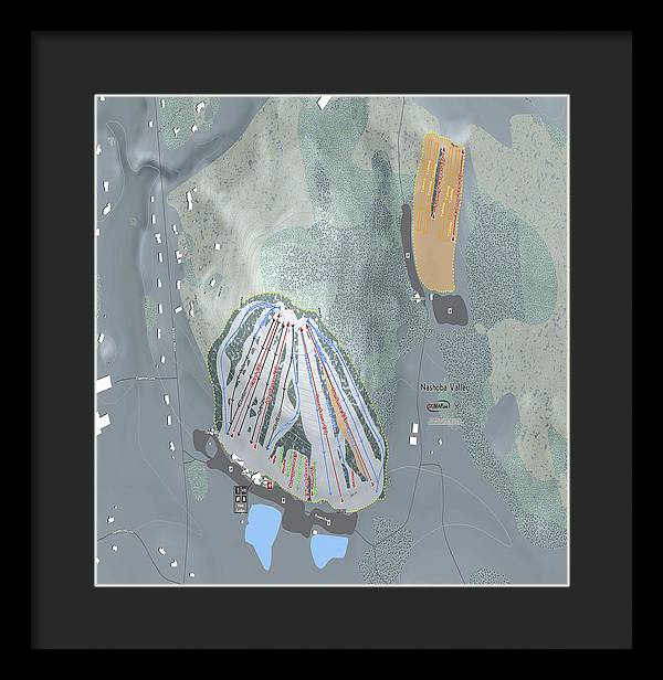Nashoba Valley Ski Trail Map - Framed Print - Powderaddicts