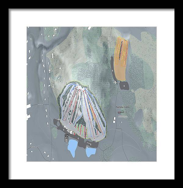 Nashoba Valley Ski Trail Map - Framed Print - Powderaddicts