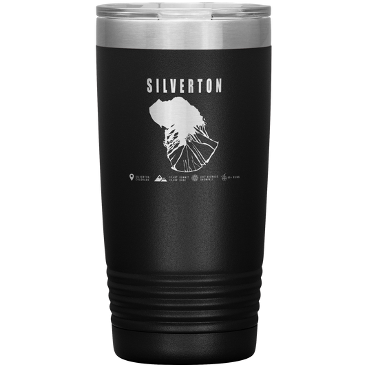 Silverton Colorado Ski Trail Map 20oz Tumbler - Powderaddicts