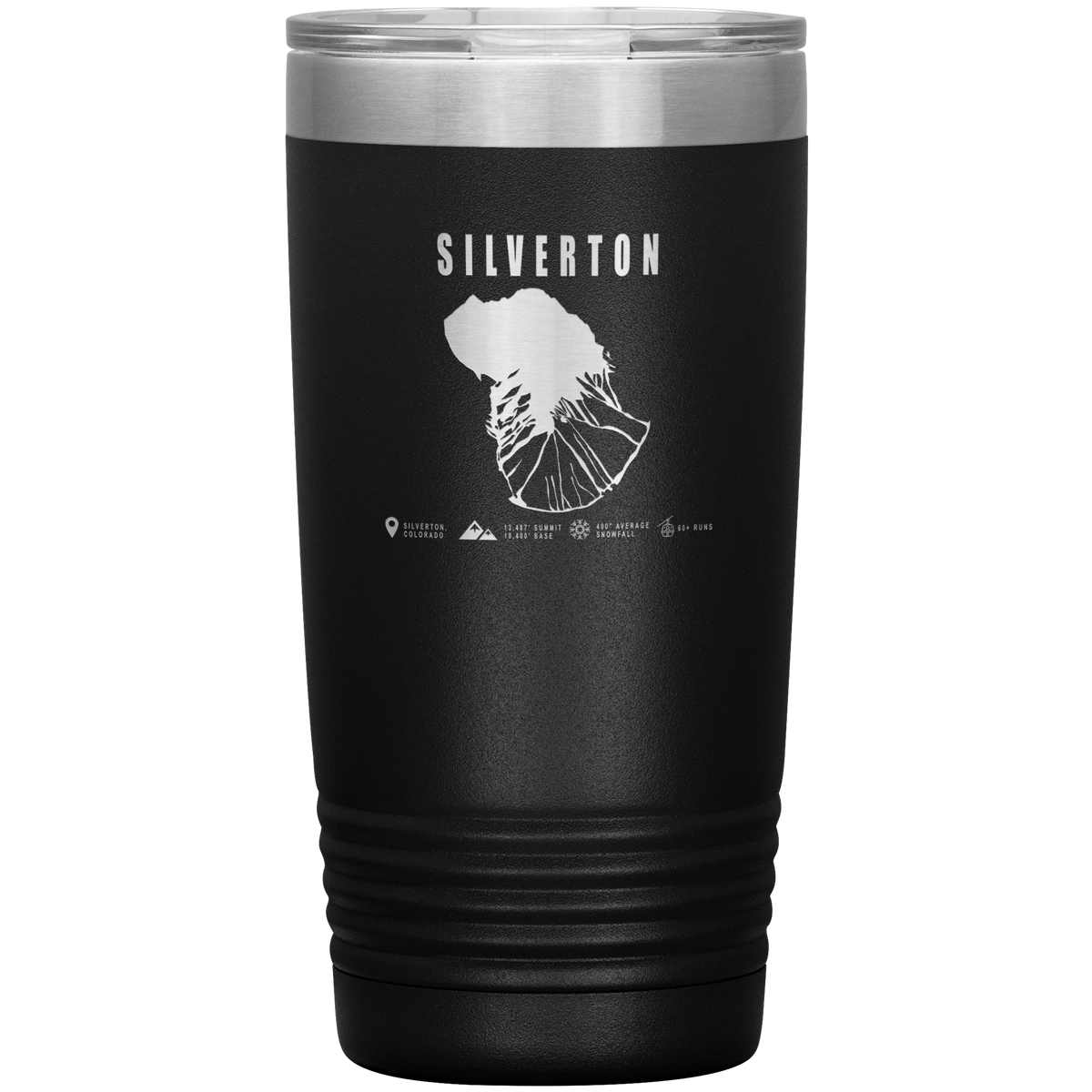 Silverton Colorado Ski Trail Map 20oz Tumbler - Powderaddicts