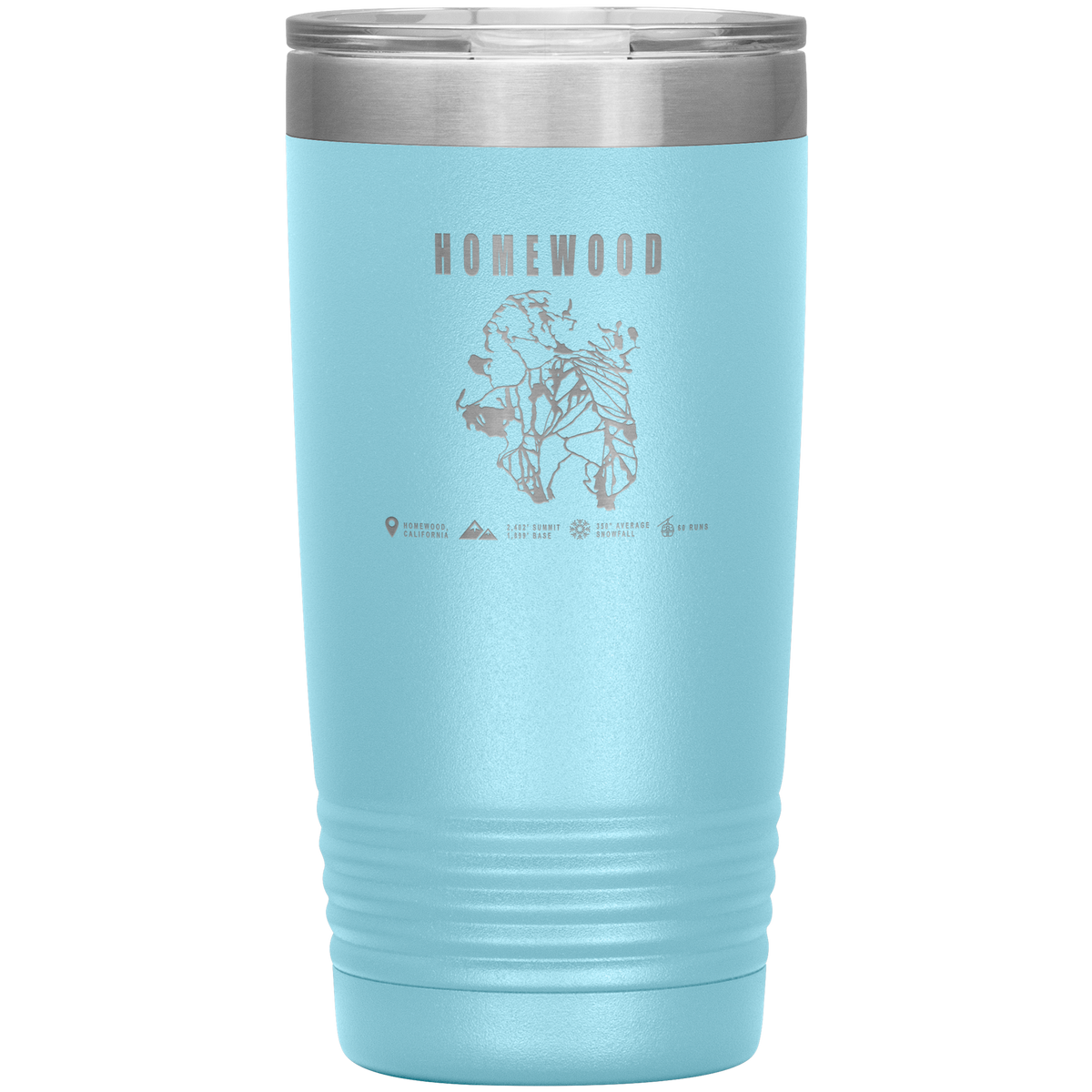Homewood, California Ski Trail Map 20oz Tumbler - Powderaddicts