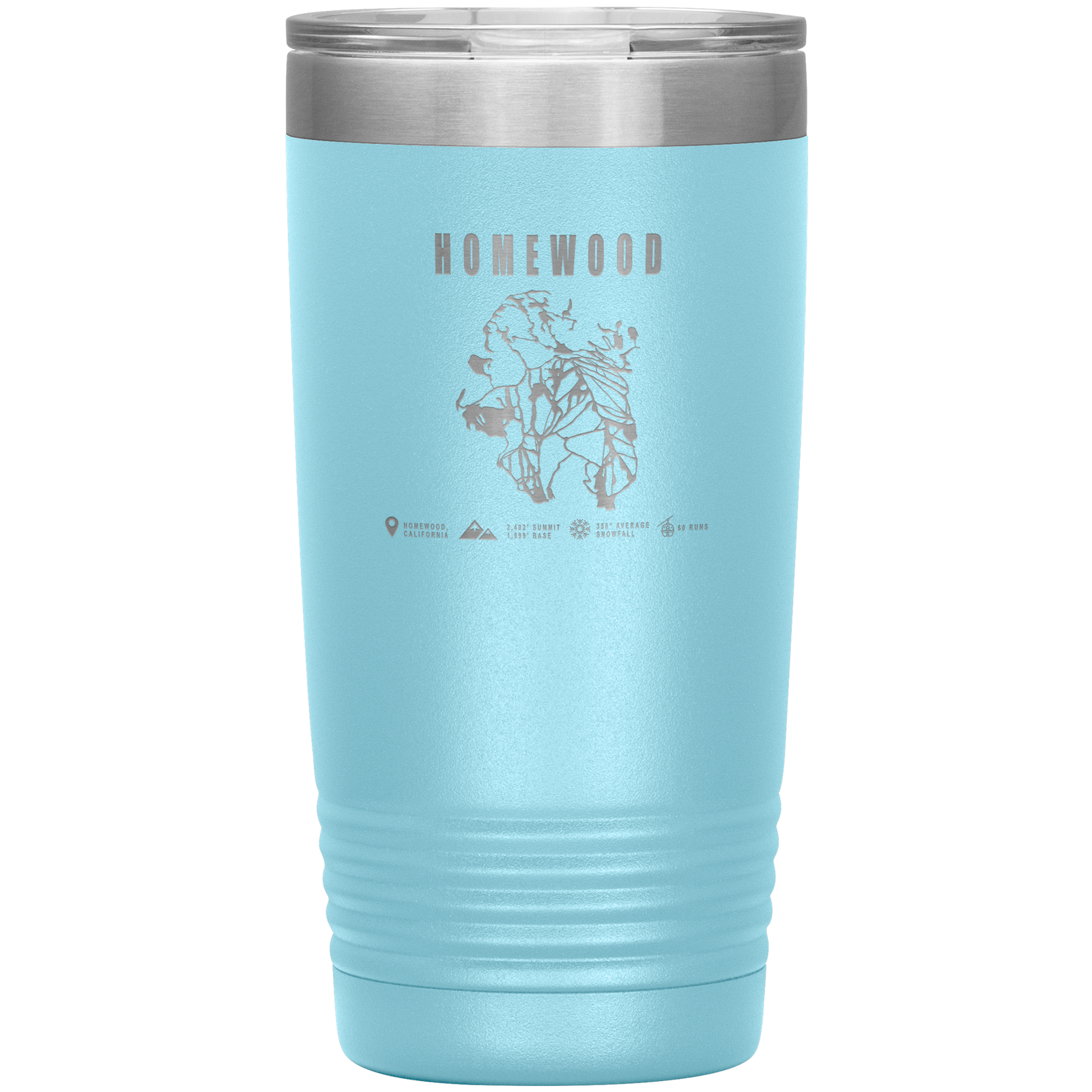 Homewood, California Ski Trail Map 20oz Tumbler - Powderaddicts