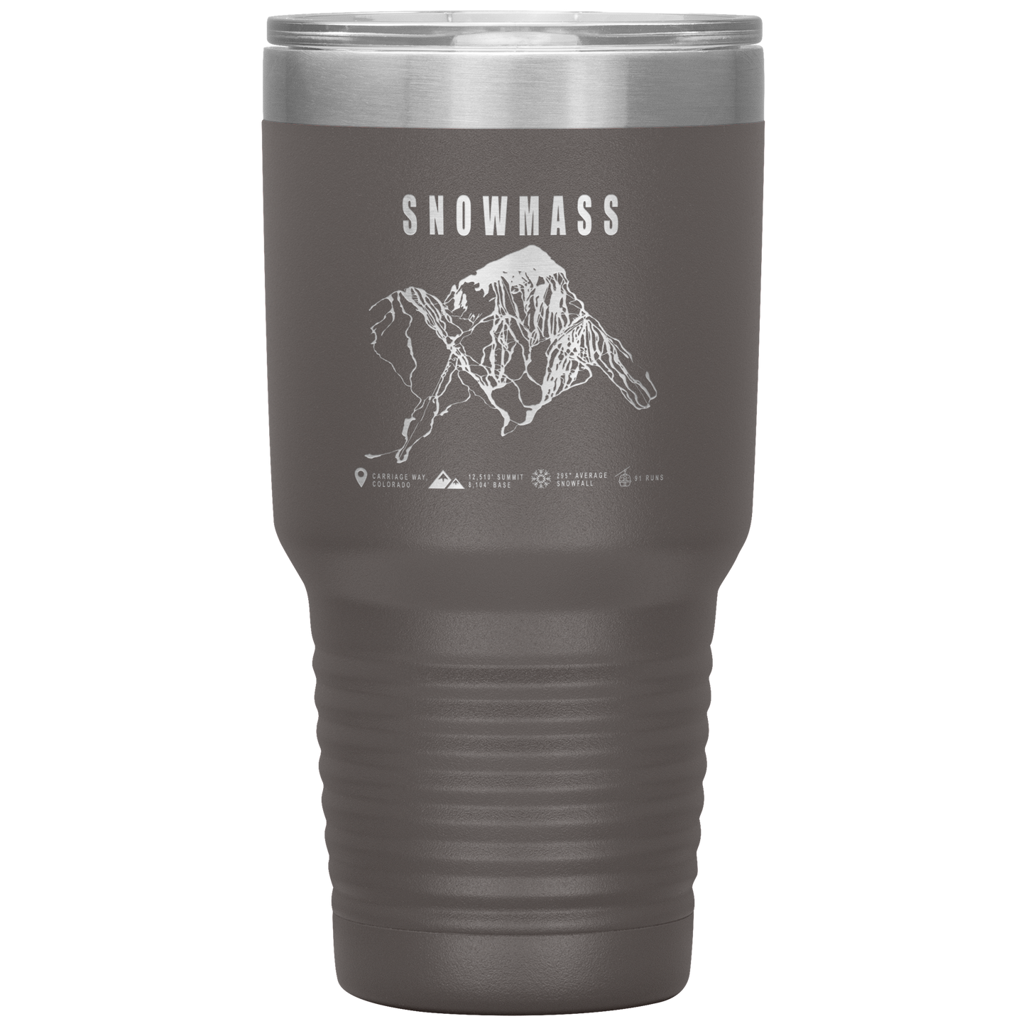 Snowmass Colorado Ski Trail Map 30oz Tumbler - Powderaddicts