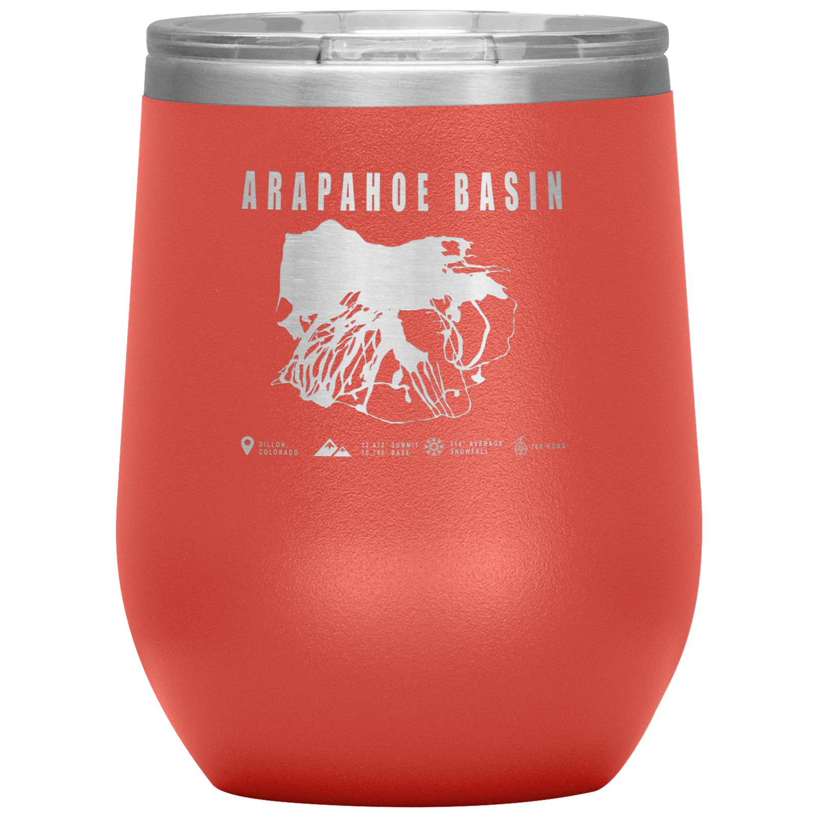 Arapahoe Basin,Colorado Ski Resort Wine 12oz Tumbler - Powderaddicts