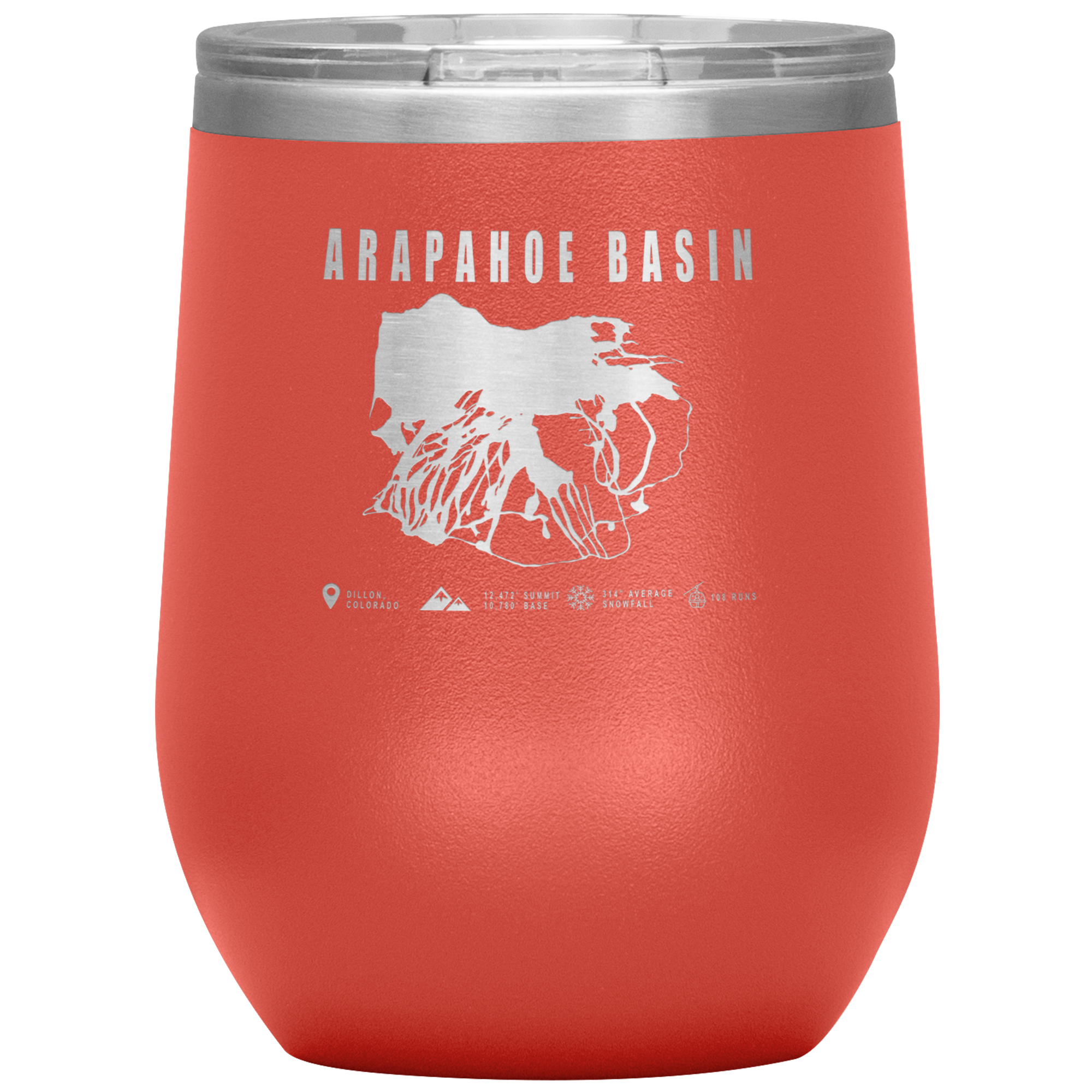 Arapahoe Basin,Colorado Ski Resort Wine 12oz Tumbler - Powderaddicts