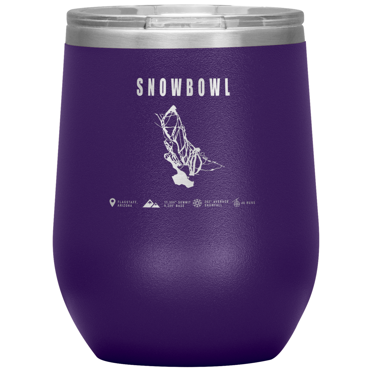 Snowbowl, Arizona Ski Trail Map Wine 12oz Tumbler - Powderaddicts