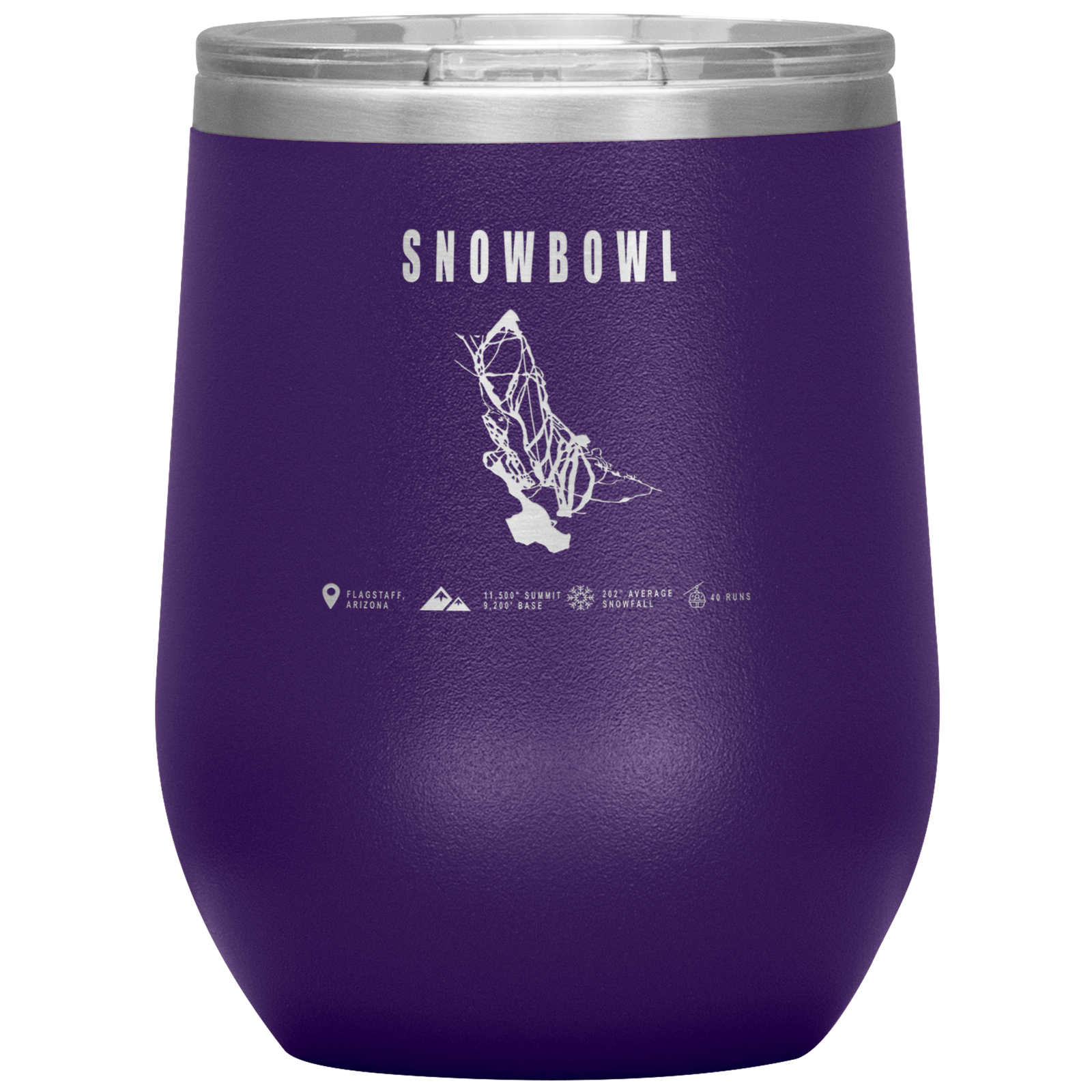 Snowbowl, Arizona Ski Trail Map Wine 12oz Tumbler - Powderaddicts