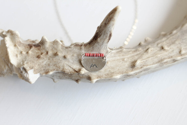 STAMPED HALFMOON CORAL MOUNTAIN NECKLACE - Powderaddicts