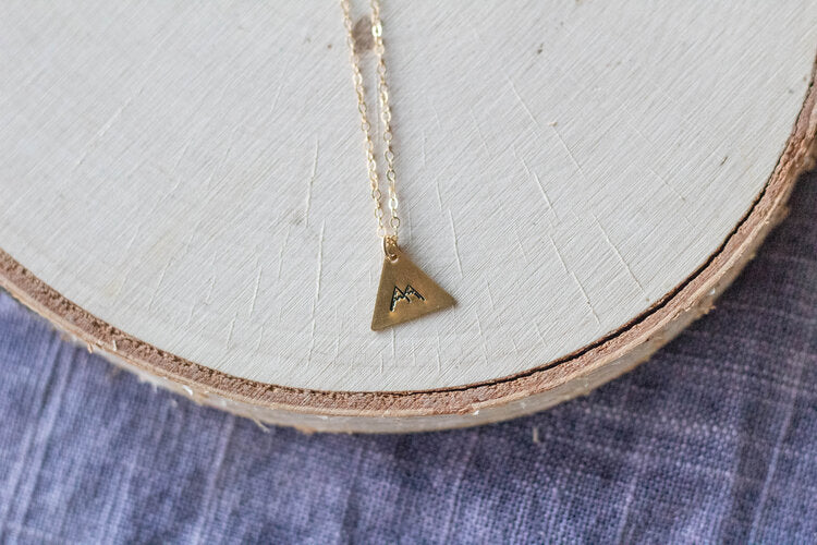 STAMPED MOUNTAIN TRIANGLE PENDANT NECKLACE - Powderaddicts