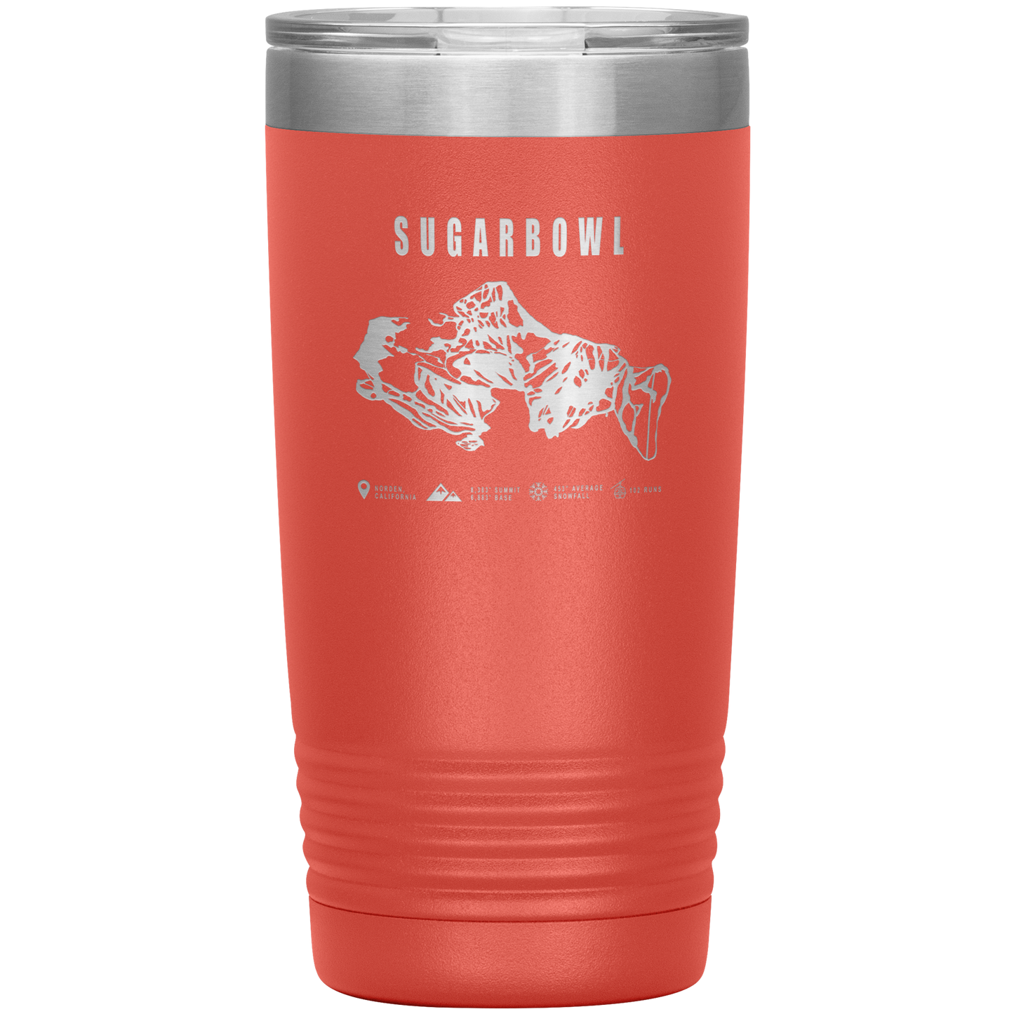 Sugarbowl, California Ski Trail Map 20oz Tumbler - Powderaddicts